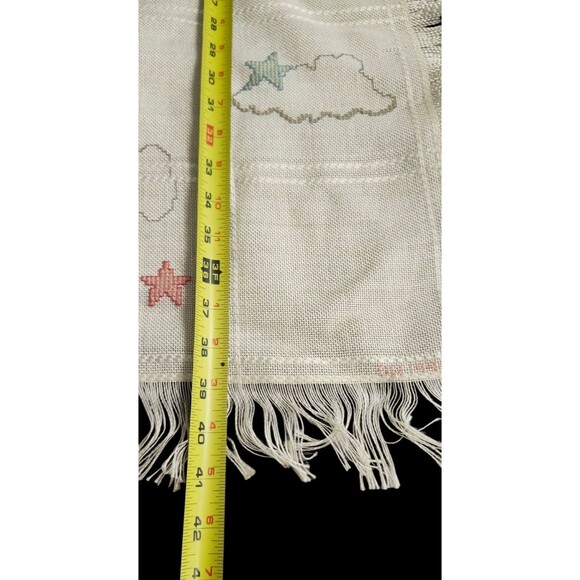 VTG Candamar Designs Finished Baby Afghan Cross Stitch Sleepy Teddy Bear Signed - Picture 10 of 14